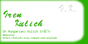 iren kulich business card